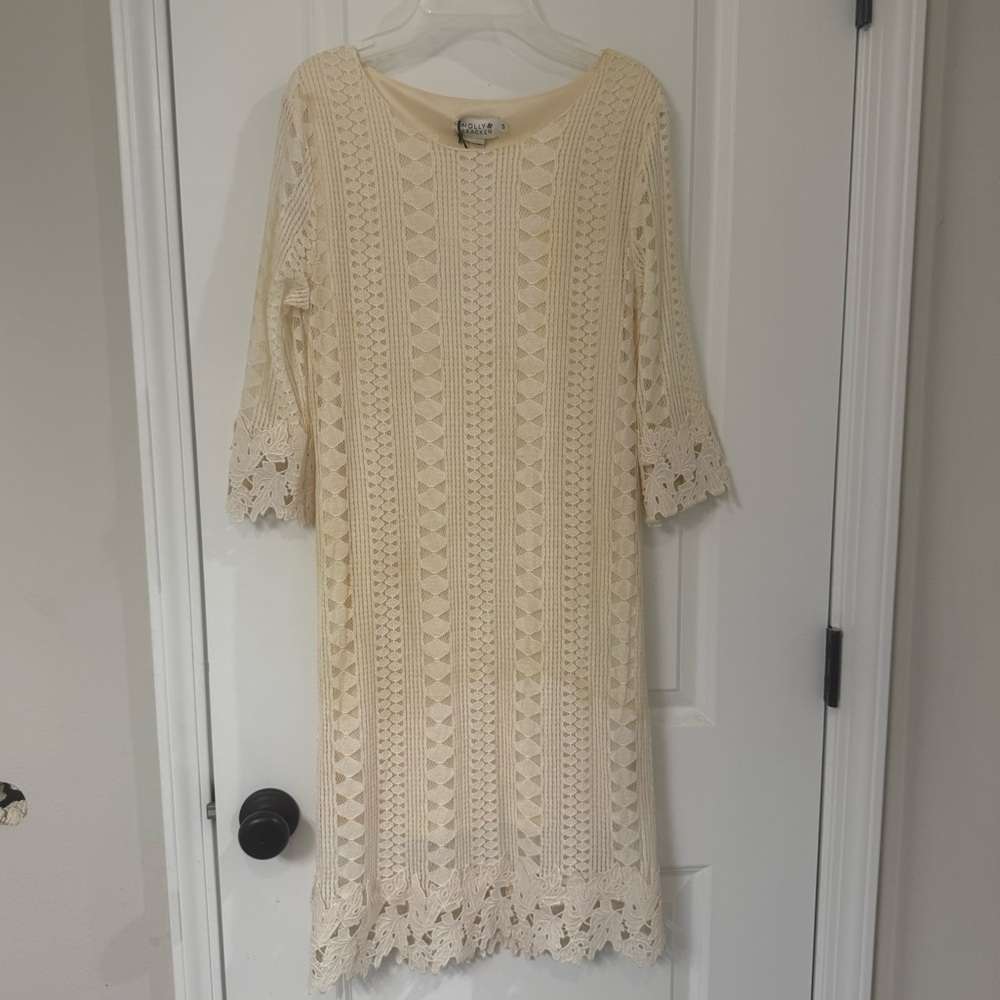 Molly Bracken Cream Sheath Dress with Bell Sleeves